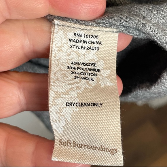 Soft Surroundings Miranda Wrap Wool Blend Sweater Comfy Cozy Lagenlook in Gray L - Picture 14 of 14